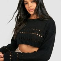 black_3 Crochet Crop Jumper