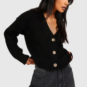 Button Through Crop Cardigan