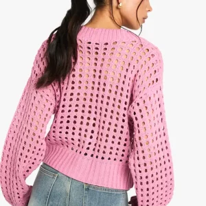 Crochet Knitted Button Down Cardigan