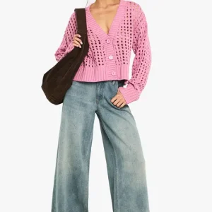 Crochet Knitted Button Down Cardigan