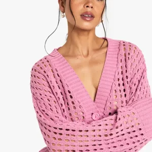 Crochet Knitted Button Down Cardigan