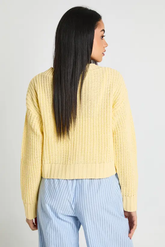 hzz53460_lemon_xl_1 Button Through Crop Cardigan