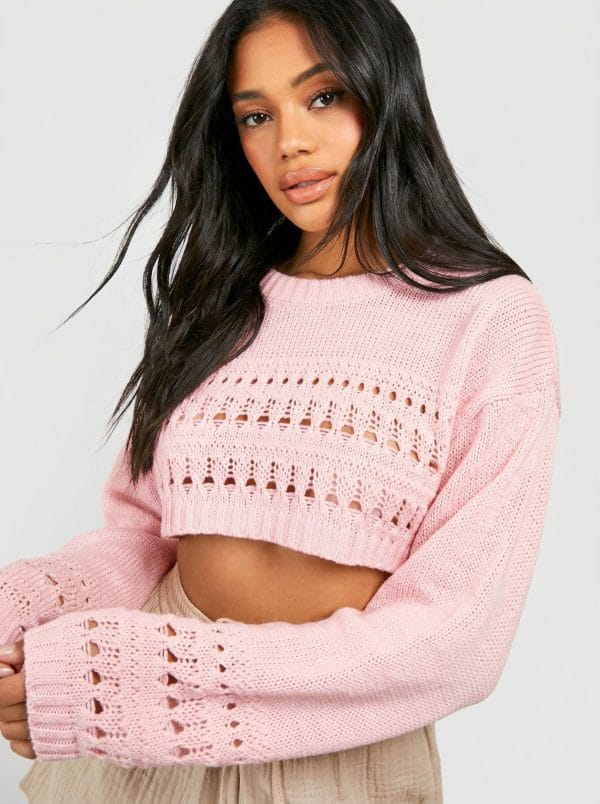 pink_1 Crochet Crop Jumper